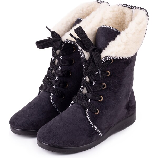 Vlnka Dámske čižmy na zaväzovanie s ovčou vlnou čierna veľkosti obuvi 58454677