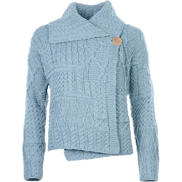 Vlnka Dámsky vlnený sveter Merino na gombík svetlomodrá veľkosti 65797234