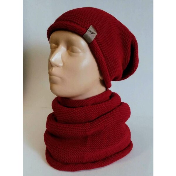 Súprava čiapka a nákrčník - červená 37931248