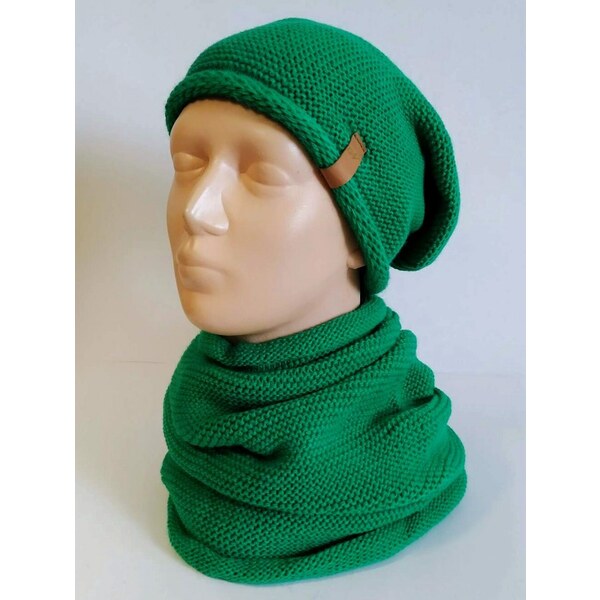 Súprava čiapka a nákrčník - zelená 37931250