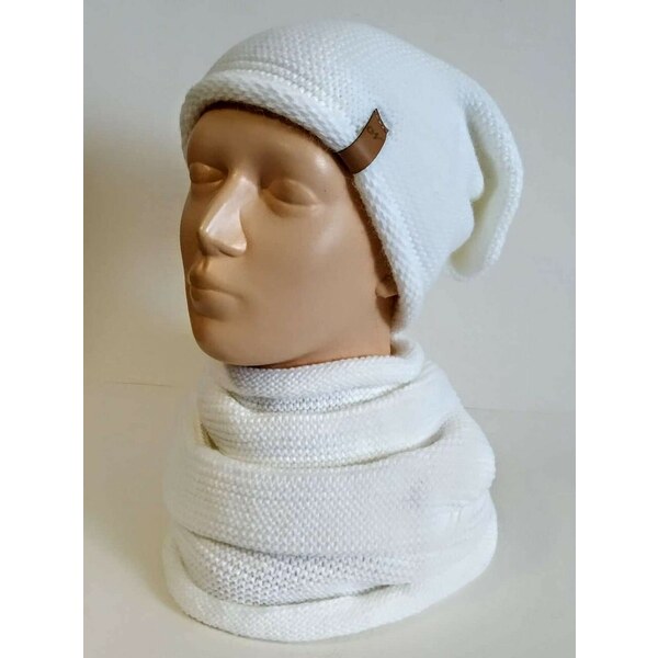 Súprava čiapka a nákrčník - biela 37931244