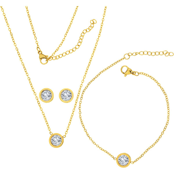 Lindas Jewelry Sada šperkov Flat Circle GLD chirurgická oceľ IS100 37941728
