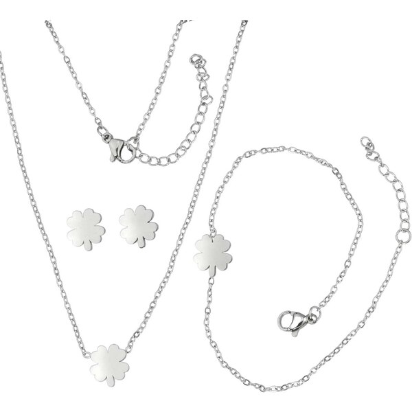 Lindas Jewelry Sada šperkov Štvorlístky chirurgická oceľ IS101 37947161
