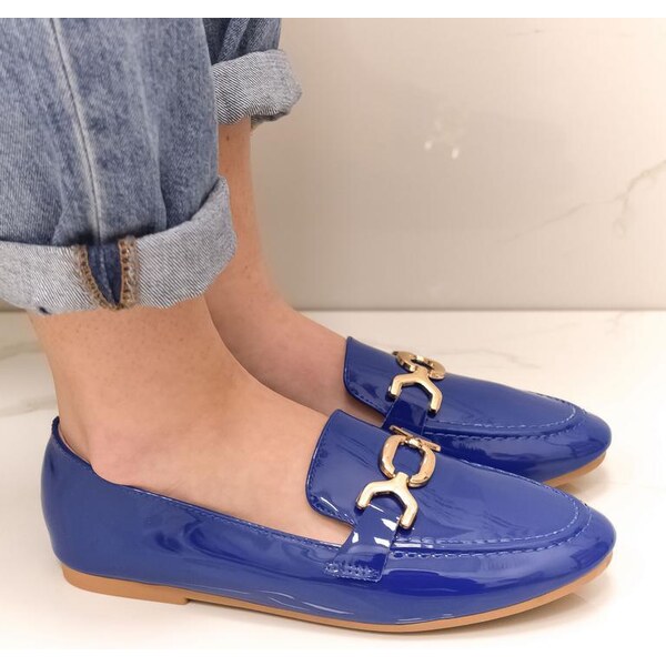 JOHN-C Dámske modré lakované mokasíny GILLY 37967159
