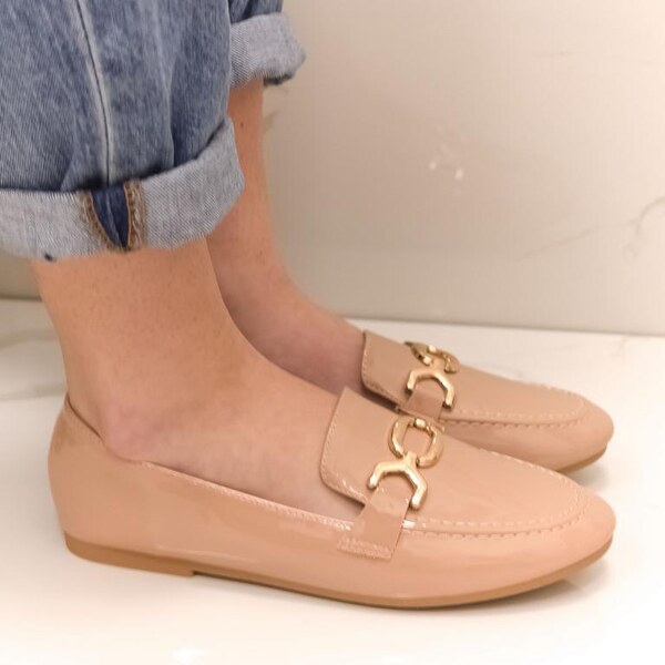 JOHN-C Dámske hnedé lakované mokasíny GILLY 37967160