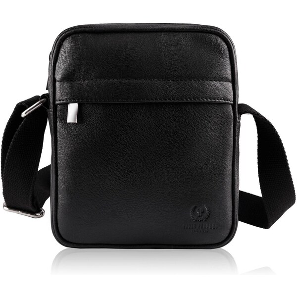 PAOLO PERUZZI Pánska kožená taška na rameno T-75-BL | čierna T-75-BL 37975114