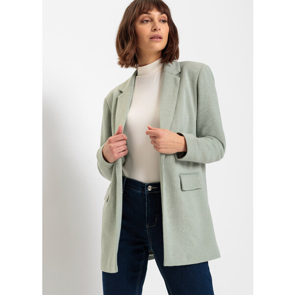 bonprix Džersejový dlhý blejzer s vreckami, farba zelená 45011259