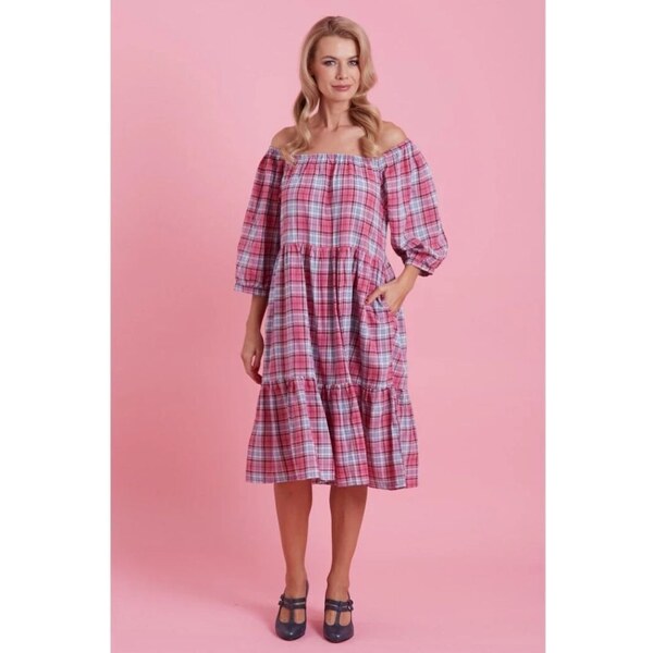 Dolly and Dotty Country Ružovo-modré kárované šaty 38038745