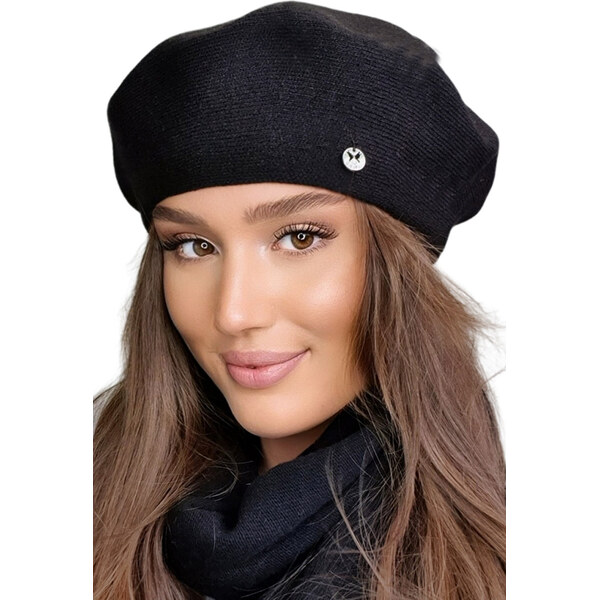 Kamea Čierna dámska baretka na zimu Afrah, Farba čierna 38045939