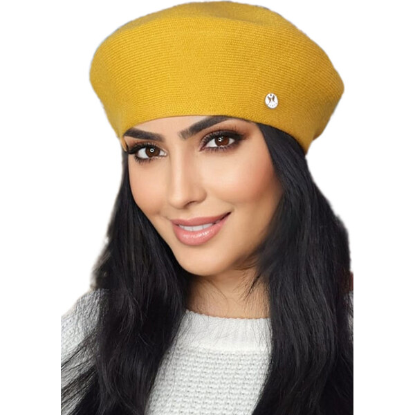 Kamea Medová dámska baretka na zimu Afrah, Farba medová 38045943