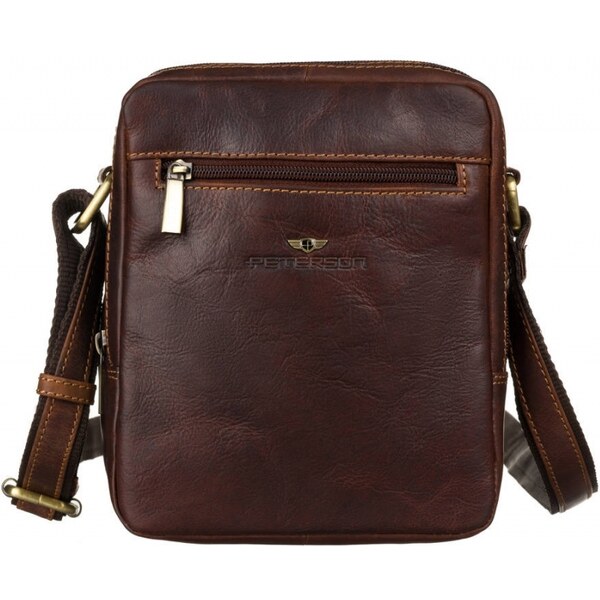 Peterson Pánska kožená taška cez rameno hnedá (GT180) 38053489