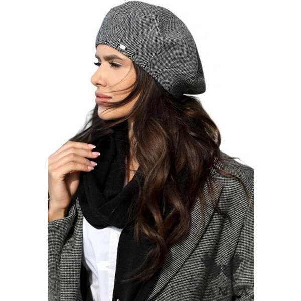 Kamea Čierna dámska baretka na zimu Arkadia, Farba čierna 38074313