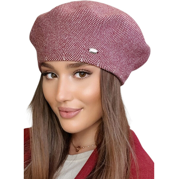 Kamea Bordová dámska baretka na zimu Arkadia, Farba bordová 66321671