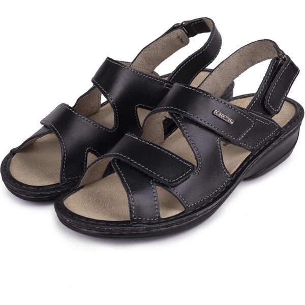 Vlnka Dámske anatomické kožené sandále Alena čierna veľkosti obuvi - 22670523