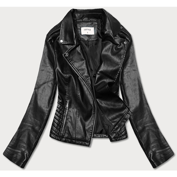 J.STYLE Čierna dámska bunda ramoneska s golierom (11Z8036) 49749073