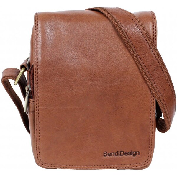 Sendi Design Pánska kožená taška cez rameno PAULO koňak 29914127