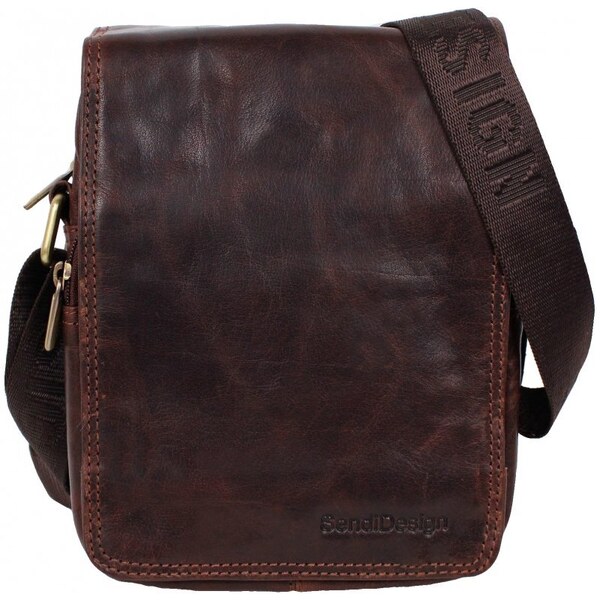 Sendi Design Pánska kožená taška cez rameno PAULO hnedá 36578424