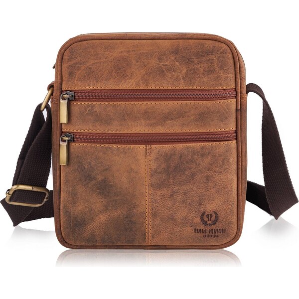 PAOLO PERUZZI Pánska kožená taška vintage | hnedá T-74-HBR 38151929