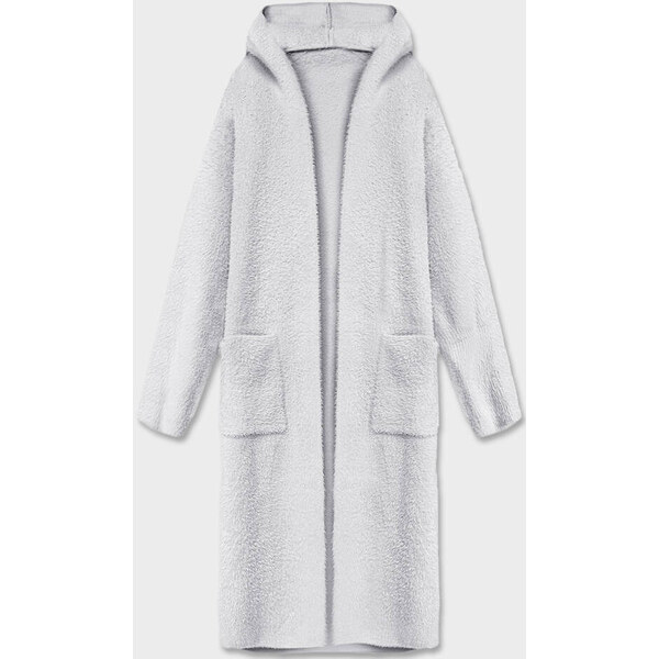 MADE IN ITALY Svetlosivý dlhý vlnený prehoz cez oblečenie typu alpaka 38161925