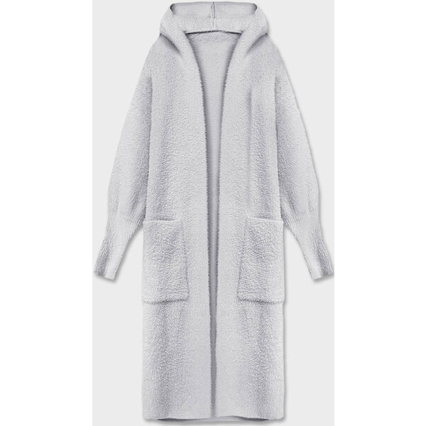 MADE IN ITALY Svetlosivý dlhý vlnený prehoz cez oblečenie typu alpaka 38161882