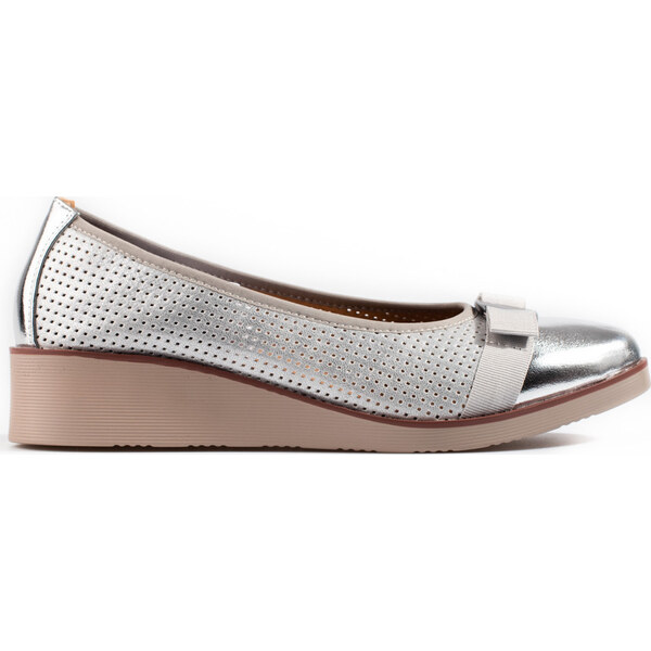 BASIC Dámske baleríny Potocki - strieborné 23-12037S 38159721