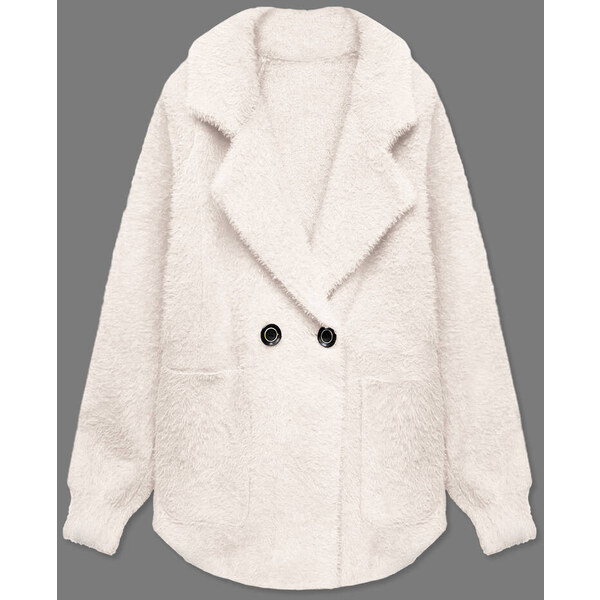 MADE IN ITALY Krátky prehoz cez oblečenie typu alpaka v ecru farbe 38161913