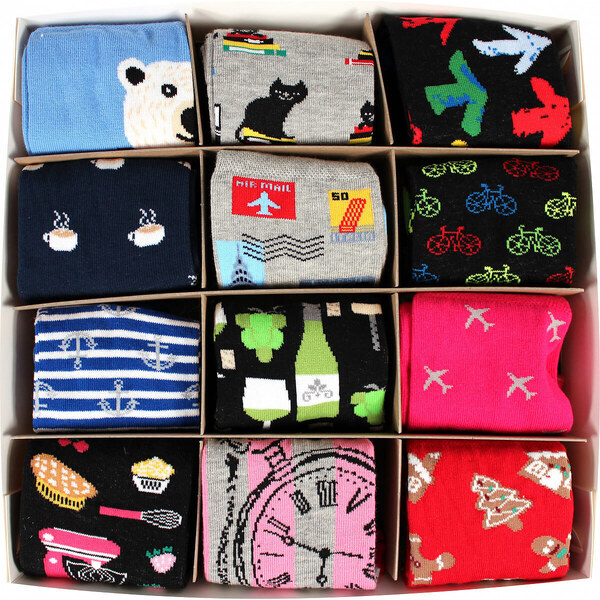 Lonka Tucet BOX darčekové obrázkové ponožky VoXX Mix farieb Dámská 12 26252117