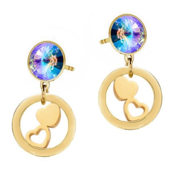 SWAROVSKI Elements Swarovski e. zlaté visiacie náušnice Design Love, 39156440