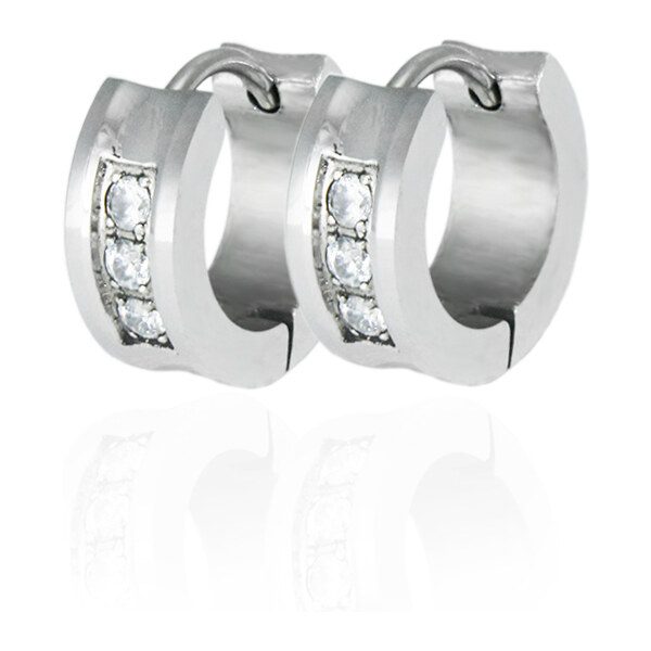 BM Jewellery Náušnice krúžky so zirkónmi z chirurgickej ocele 39600030