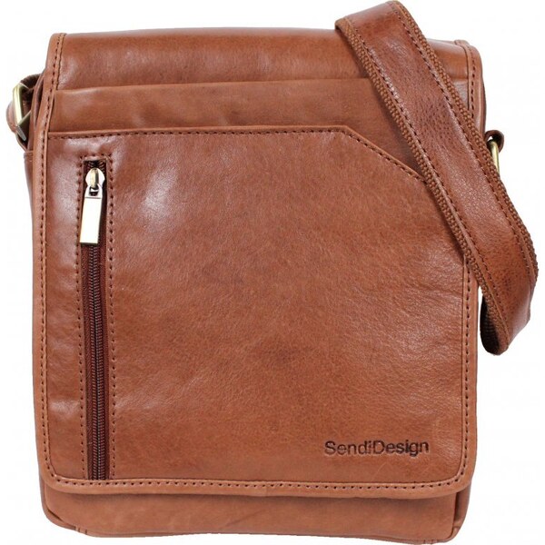 Sendi Design Pánská kožená taška cez rameno IGOR koňak 27550103