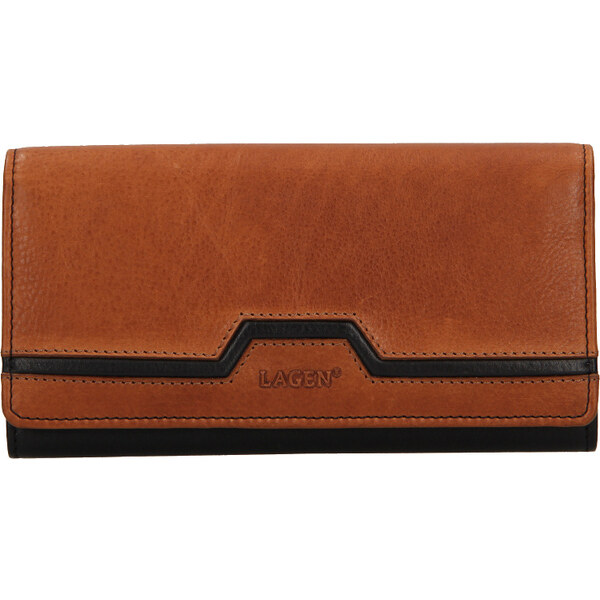 Lagen Dámska kožená peňaženka BLC/24787/720 čierna/koňak 39266359