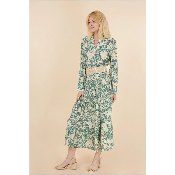 CHOKLATE PARIS Choklate Zelené maxi šaty s kvetmi 39131917