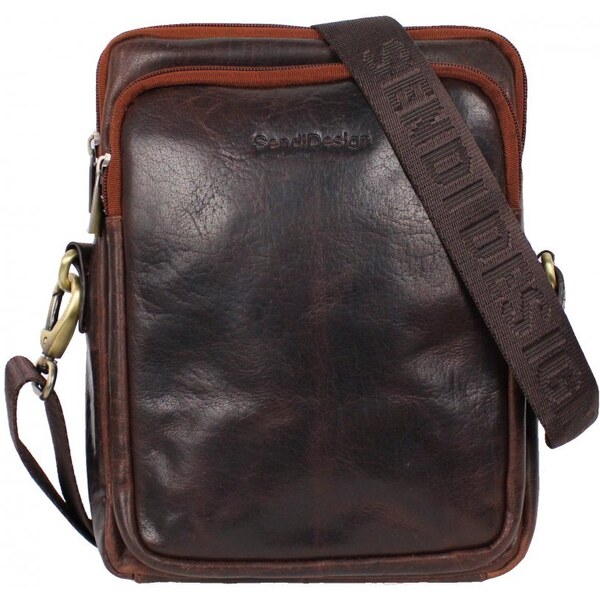 Sendi Design Pánska kožená taška cez rameno Tibor hnedá 39334187