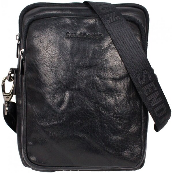 Sendi Design Pánska kožená taška cez rameno Tibor čierná 39334188