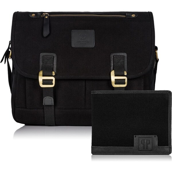 PAOLO PERUZZI Pánsky set taška cez rameno + peňaženka ZUP-17-BL | 39346967