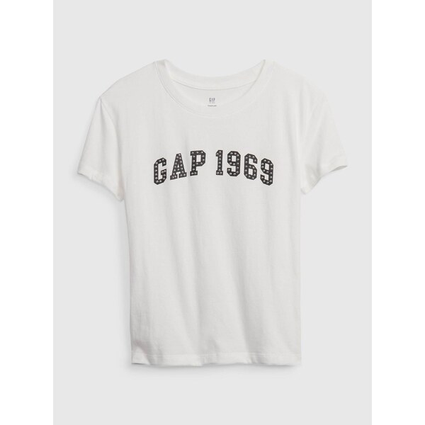 Biele dievčenské bavlnené tričko s logom GAP 50529082