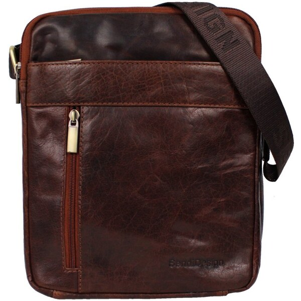 Sendi Design Pánska kožená taška cez rameno DANDY hnedá 36552847