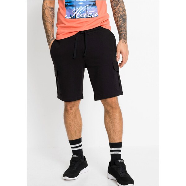 bonprix Kapsáčové teplákové bermudy, farba čierna 44733563