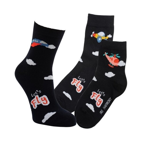 Detské farebné bavlnené veselé ponožky RS Čierna 23-26 3 páry 39398778