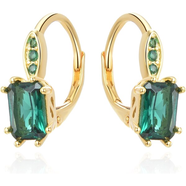 Beneto Strieborné náušnice so zeleným kryštálom AGUC3350GR-GOLD 66582743