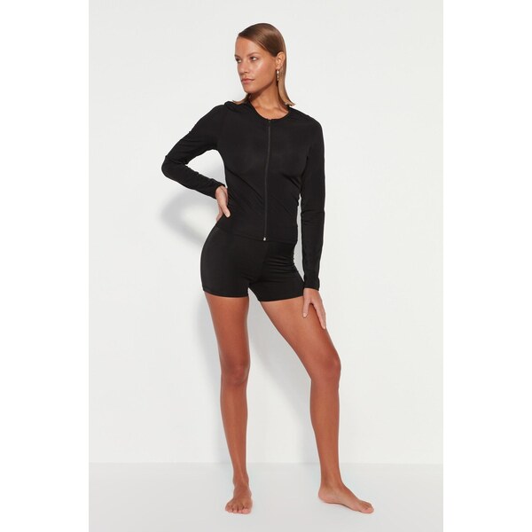 Trendyol Black Shorts High Waist Regular Leg Bikini Bottom 55092005