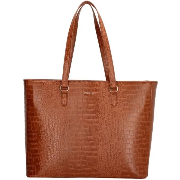 Charm London Hnedá vrúbkovaná shopper kabelka „Olympia“ 63395097