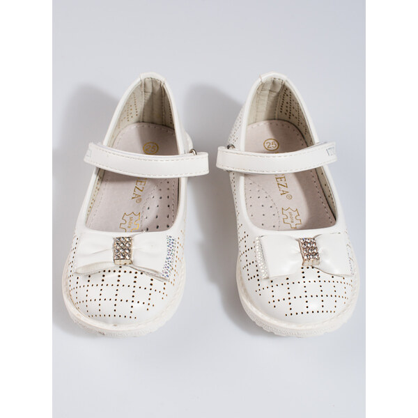 Dierkované dievčenské baleríny Vinceza biele 50633876