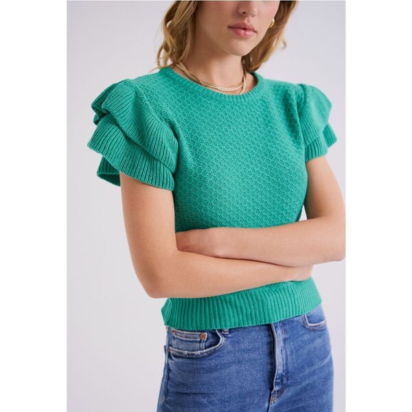 Feelkoo zelený svetrík s volánmi 39459723