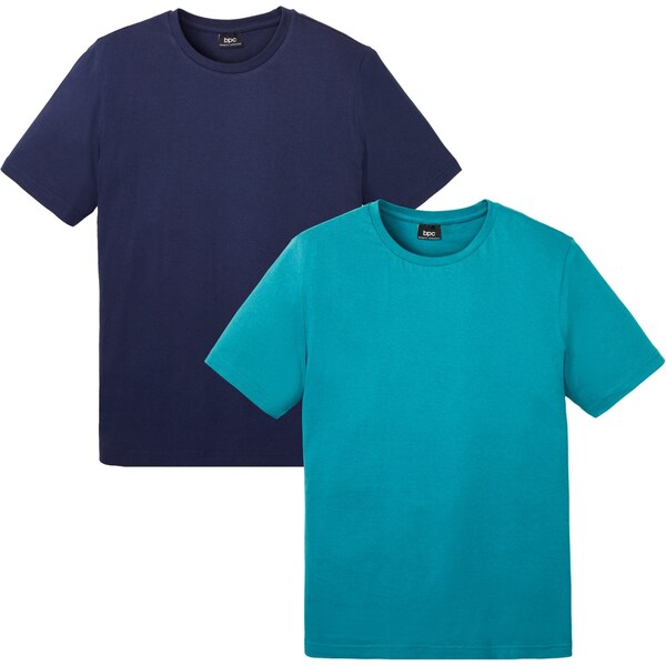 bonprix Tričko (2 ks) z čistej bavlny, farba modrá 49696781