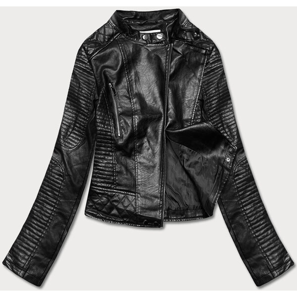 Forget me not FASHION Čierna bunda ramoneska so stojačikom (HM40) 39490243