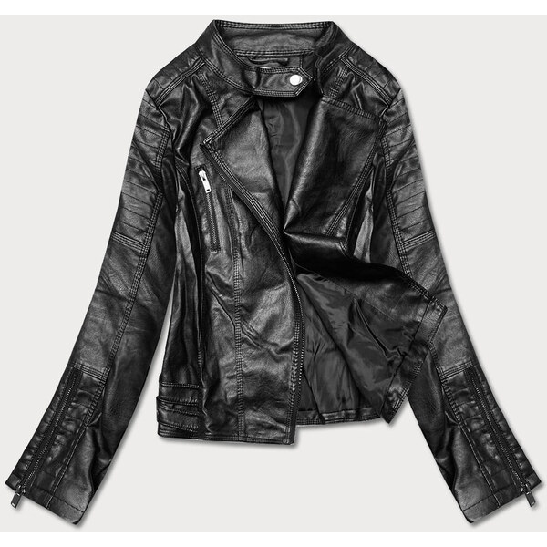 Forget me not FASHION Čierna bunda ramoneska so stojačikom (HM23) 39490244