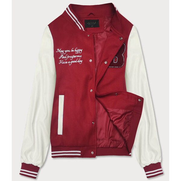 J.STYLE Tmavo červená dámska bunda typu bomber (16M9067-270) 39490261