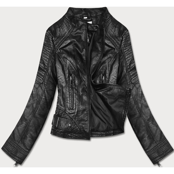 Forget me not FASHION Čierna bunda ramoneska so stojačikom (HM22) 39490443