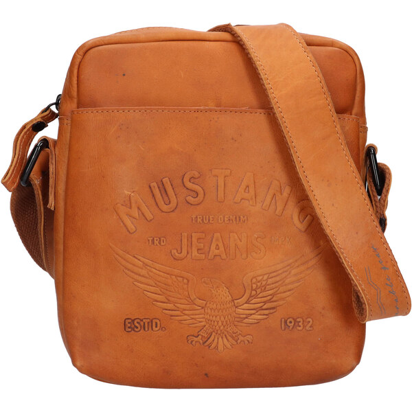 Pánska kožená taška cez rameno Mustang Demos - koňak 63422087